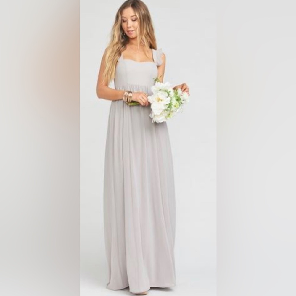 Show Me Your Mumu June Maxi Dress in Dove Grey Chiffon. Size Large. NWT!